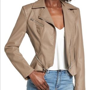 Blank NYC taupe faux leather jacket